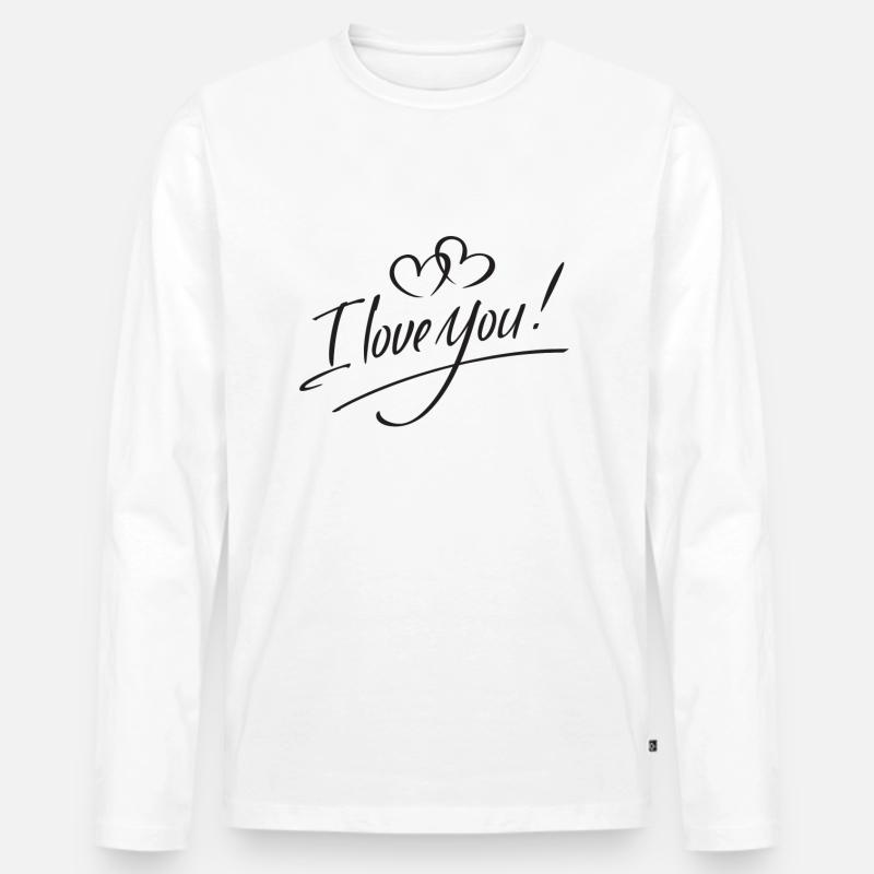 Ich Liebe Dich - Männer Premium Bio Langarmshirt - Weiß
