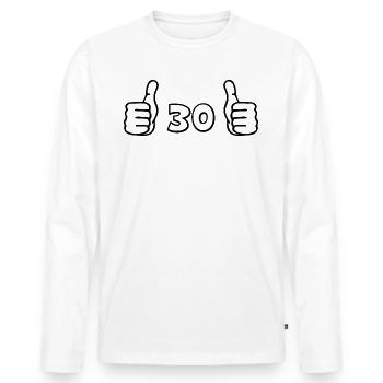 30 years of congratulations birthday greeting - Men's Premium Organic Long Sleeve Shirt - white - Front - Nico (187cm)