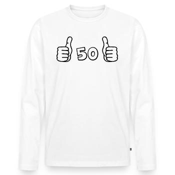 50 ans de félicitations salutations d’anniversaire - T-shirt manches longues Premium bio Homme - blanc - Devant - Nico (187cm)