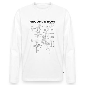 Recurve Arc Schematic Archery Bow Blueprint - T-shirt manches longues Premium bio Homme - blanc - Devant - Nico (187cm)