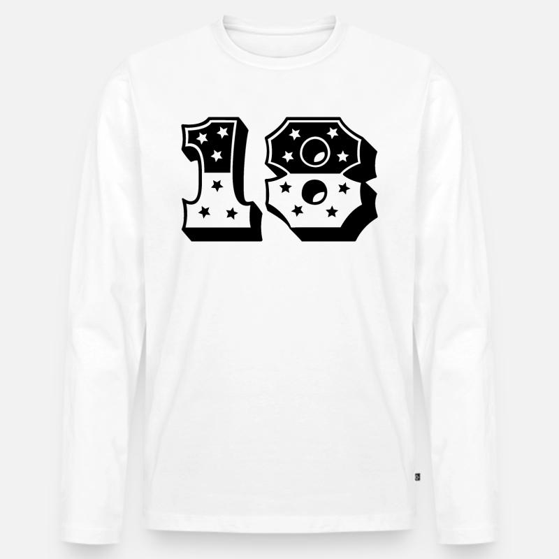 18 - Männer Premium Bio Langarmshirt - Weiß