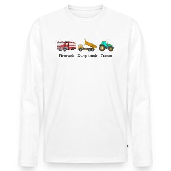 Fire truck, dump truck, tractor, discreet ant - Men's Premium Organic Long Sleeve Shirt - white - Front - Nico (187cm)