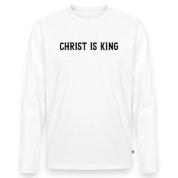 Le Christ est Roi Foi chrétienne Christ Roi - T-shirt manches longues Premium bio Homme - blanc - Devant - Nico (187cm)