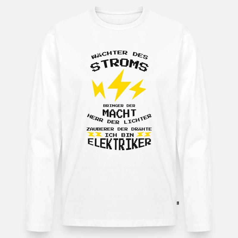 Elektriker Shirt · Herr der Licht · Strom Geschenk - Männer Premium Bio Langarmshirt - Weiß