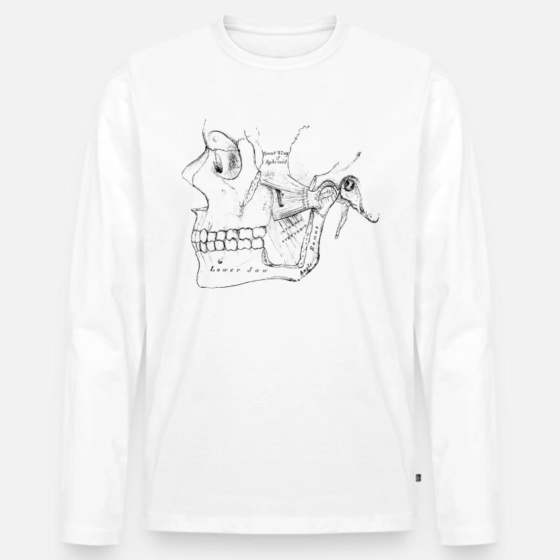 Menschlicher Körper - Schädel - Männer Premium Bio Langarmshirt - Weiß