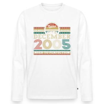 Décembre Année 2005 Cadeau du 17e anniversaire - T-shirt manches longues Premium bio Homme - blanc - Devant - Nico (187cm)