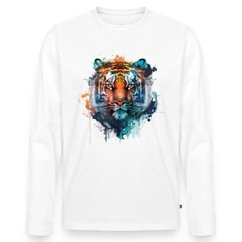 Tigre - T-shirt manches longues Premium bio Homme - blanc - Devant - Nico (187cm)