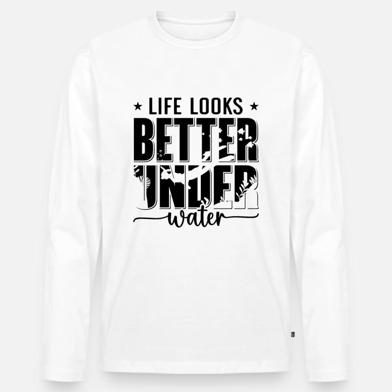 Freitaucher Tauchen Apnoe Freitauchen Geschenkidee - Männer Premium Bio Langarmshirt - Weiß