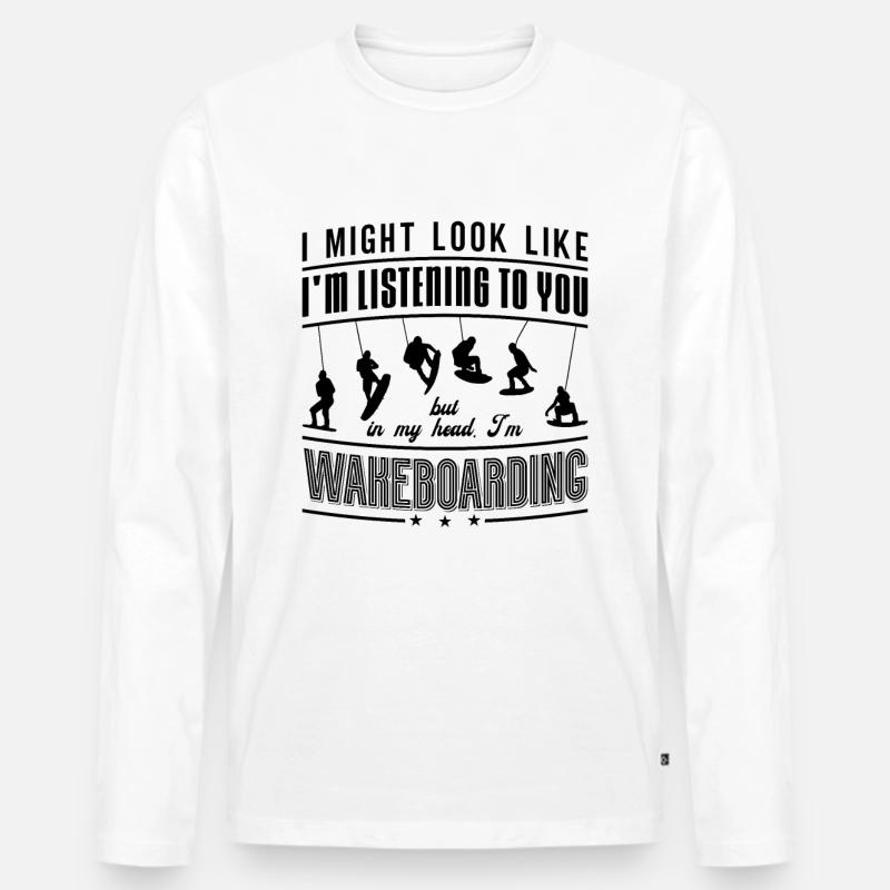 Wakeboard Wakeboarden Wakeboarder Geschenkidee - Männer Premium Bio Langarmshirt - Weiß
