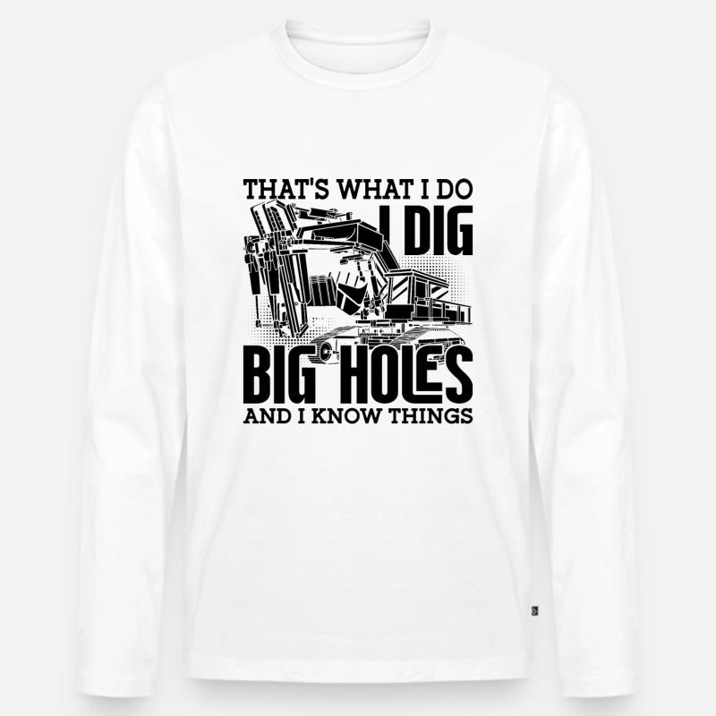 Bagger Bauarbeiter Baggerfahrer Geschenkidee - Männer Premium Bio Langarmshirt - Weiß