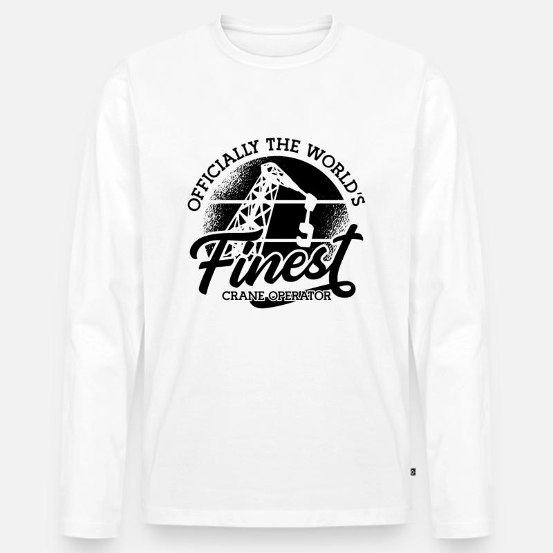 Kranführer Kran Bauarbeiter Arbeit Geschenkidee - Männer Premium Bio Langarmshirt - Weiß