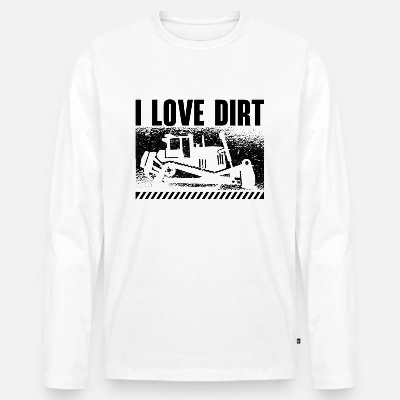 Bagger Bauarbeiter Raupe Bulldozer Geschenkidee - Männer Premium Bio Langarmshirt - Weiß