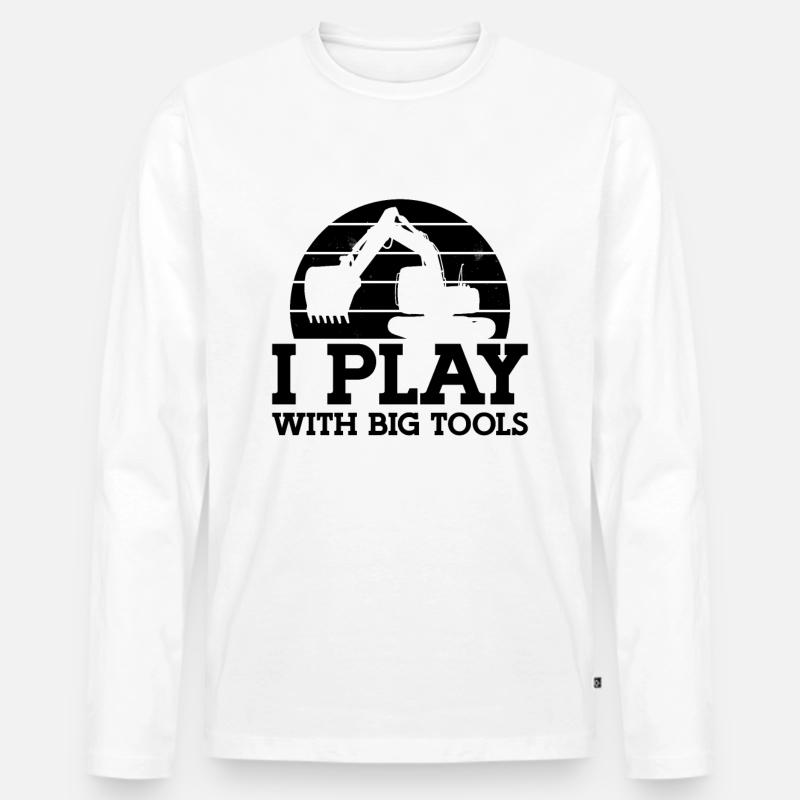 Bauarbeiter Baggern Baggerfahrer Geschenkidee - Männer Premium Bio Langarmshirt - Weiß
