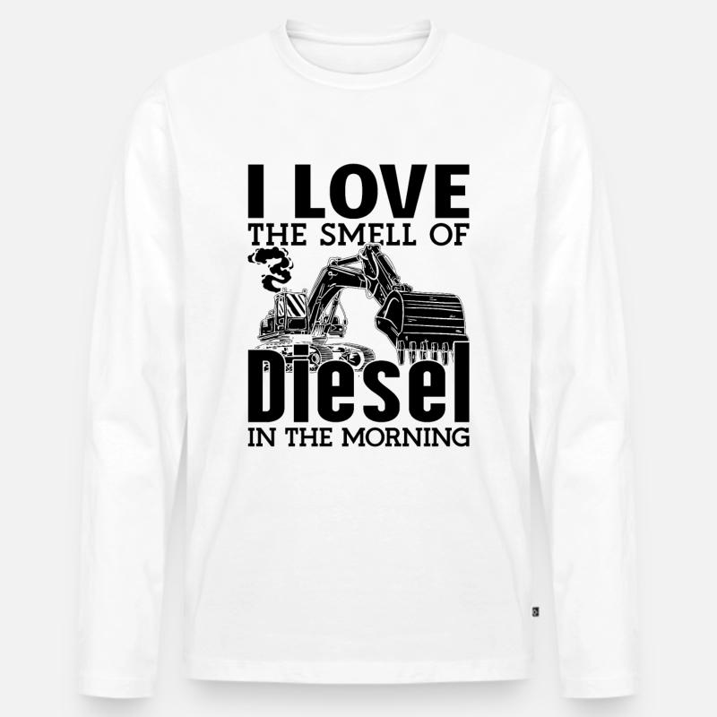 Baggern Baggerfahrer Bauarbeiter Geschenkidee - Männer Premium Bio Langarmshirt - Weiß