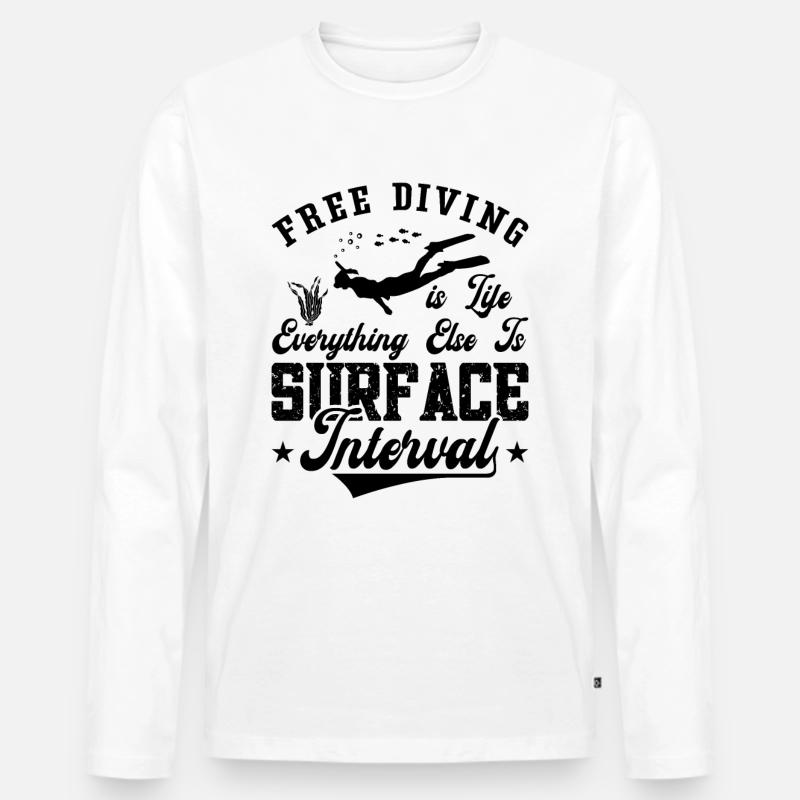Apnoe Freitaucher Freitauchen Meer Geschenkidee - Männer Premium Bio Langarmshirt - Weiß