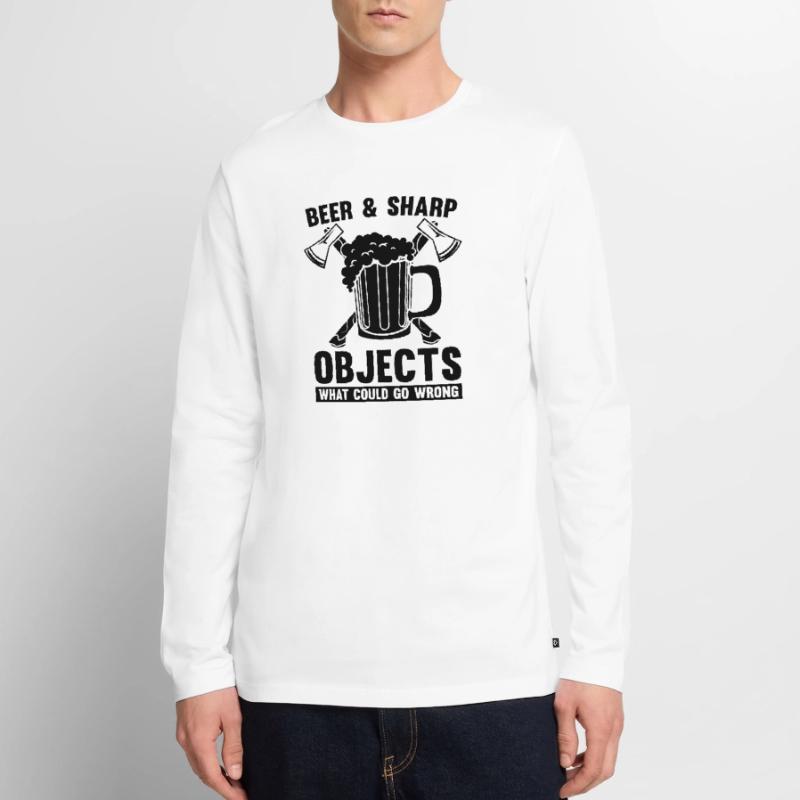 Beer & Sharp Objects Hatchet Throwing Axe Thrower Männer Premium Bio Langarmshirt