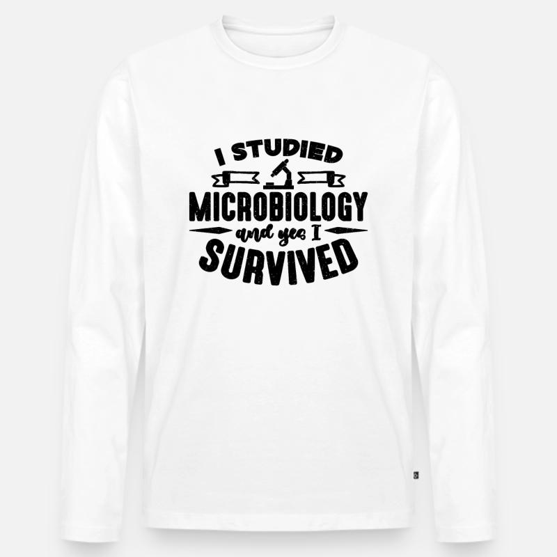 I Studied Microbiology MIcroscope Microbiologists - Männer Premium Bio Langarmshirt - Weiß