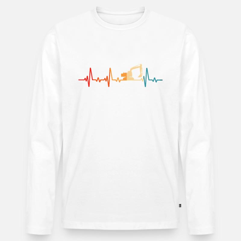Retro Bagger Baggerfahrer Baustelle - Männer Premium Bio Langarmshirt - Weiß