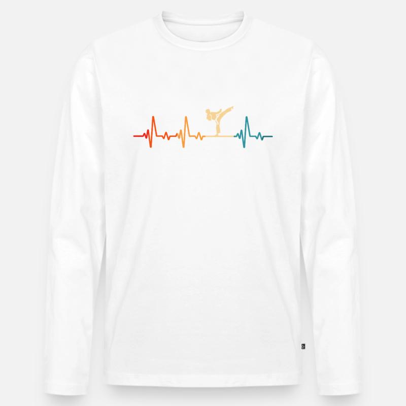 Karate Herzschlag - Männer Premium Bio Langarmshirt - Weiß