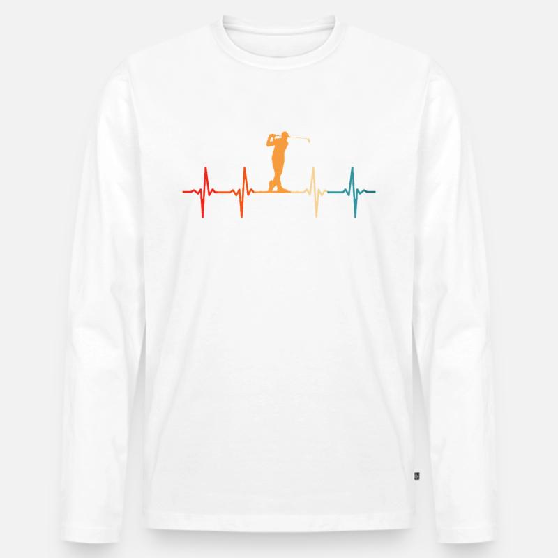 Retro Golf Golfen Herzchlag Golfer - Männer Premium Bio Langarmshirt - Weiß