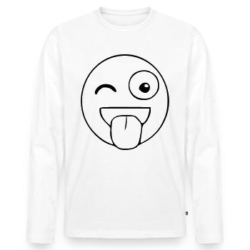 Emoji cheeky sketch black - Men's Premium Organic Long Sleeve Shirt - white - Front - Nico (187cm)