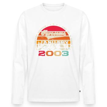 Année 2003 Janvier 20e anniversaire cadeau homme - T-shirt manches longues Premium bio Homme - blanc - Devant - Nico (187cm)