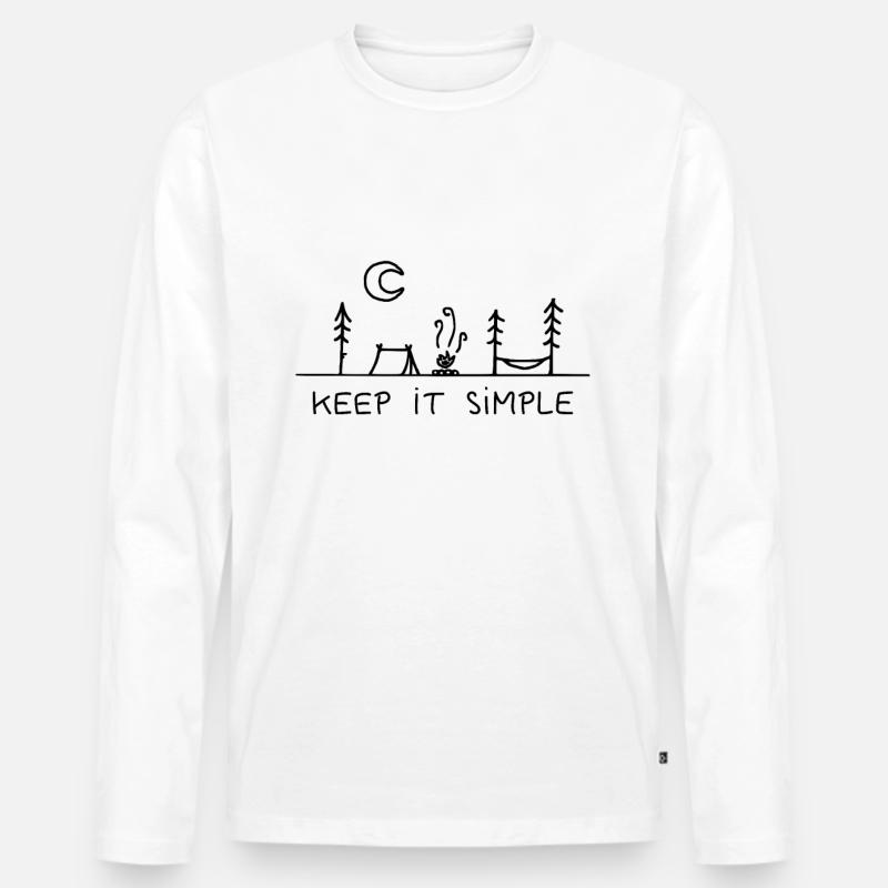Keep it simple - Camping - Camper - Wald - Urlaub - Männer Premium Bio Langarmshirt - Weiß