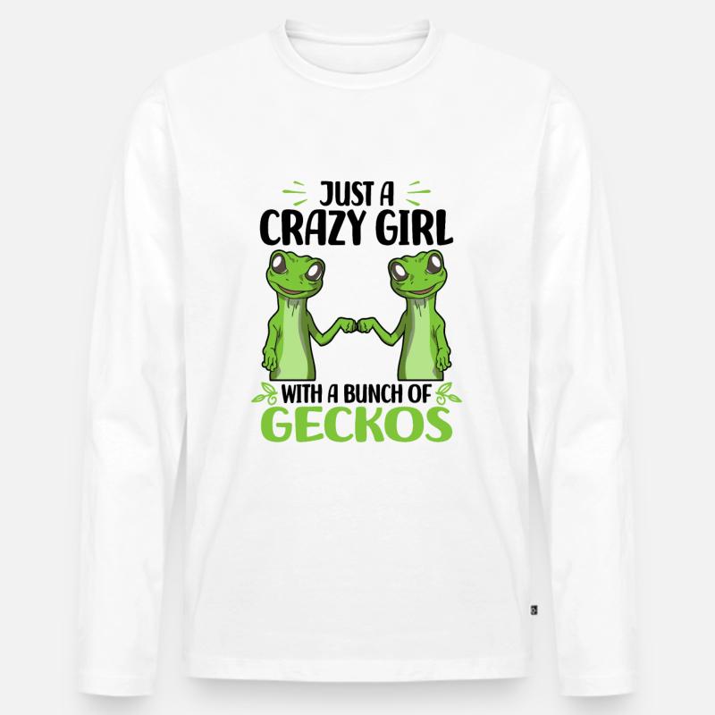 Geckos - Männer Premium Bio Langarmshirt - Weiß
