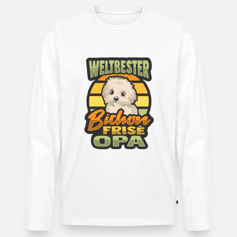 Weltbester Bichon Frise Opa - Männer Premium Bio Langarmshirt - Weiß
