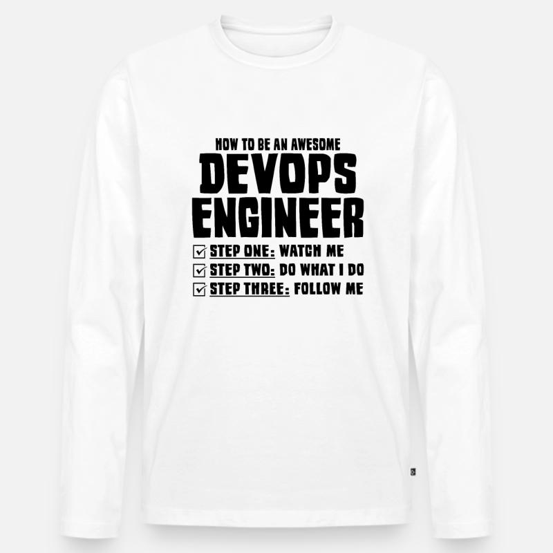 Devops Sys-Admin Entwickler - Männer Premium Bio Langarmshirt - Weiß