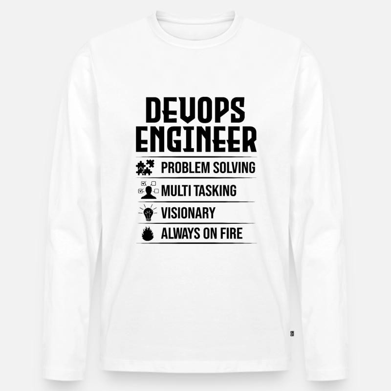 Devops Sys-Admin Entwickler - Männer Premium Bio Langarmshirt - Weiß