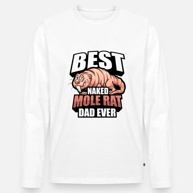 Nacktmull Papa - Männer Premium Bio Langarmshirt - Weiß