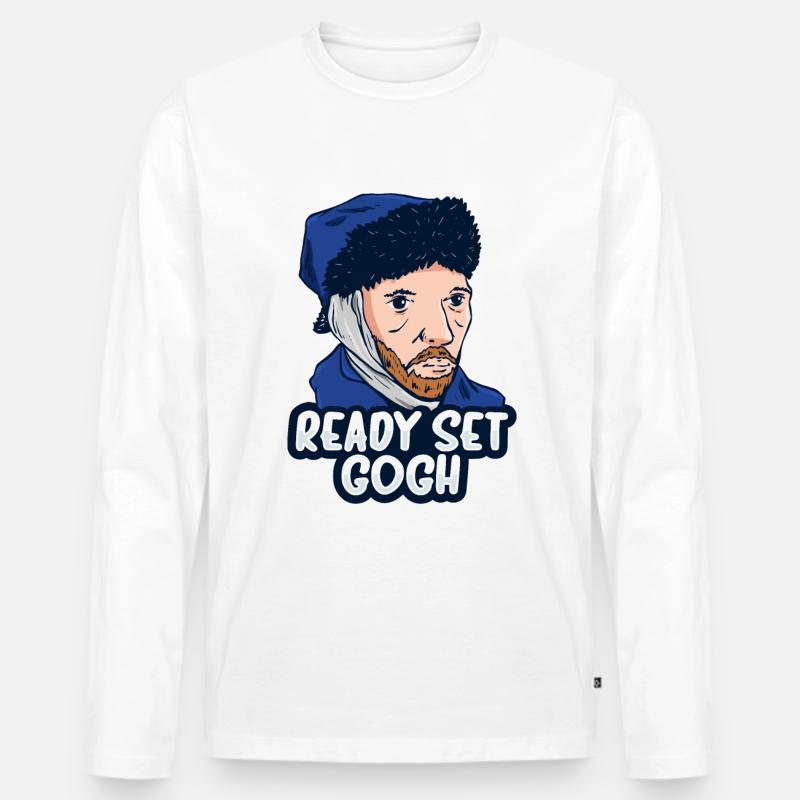 Van Gogh Kunst - Männer Premium Bio Langarmshirt - Weiß