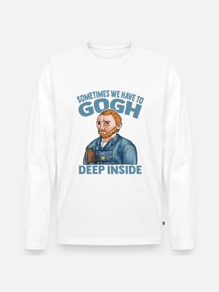 Van Gogh Kunst - Mannen Premium Bio shirt met lange mouwen - wit