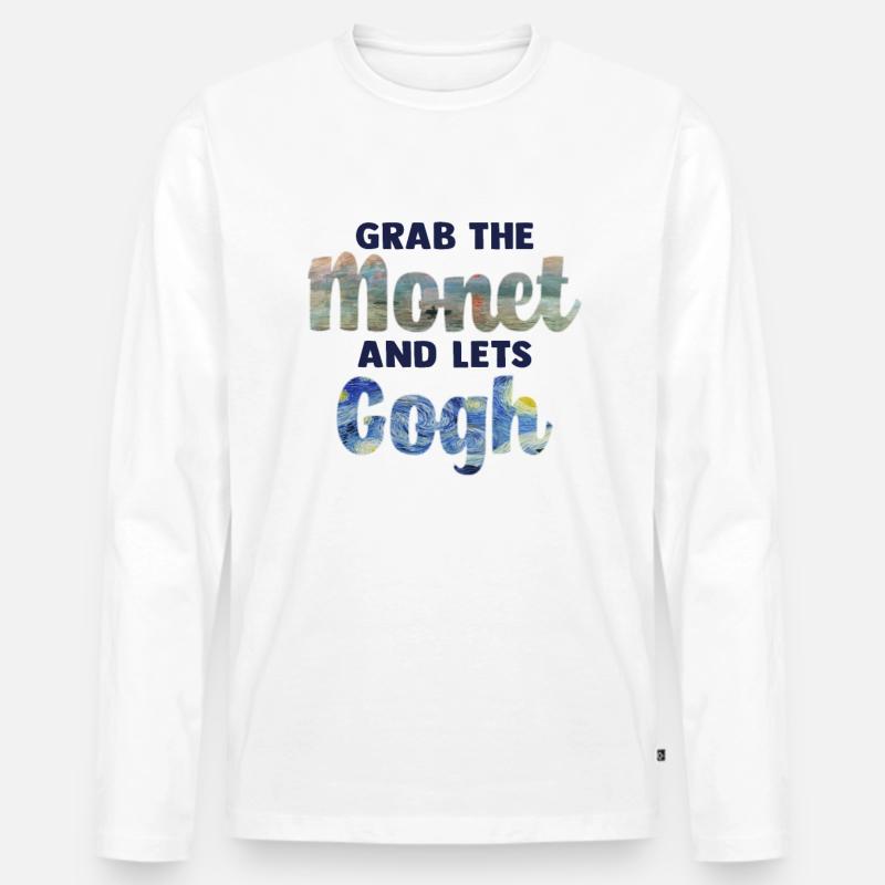 Monet Van Gogh Kunst - Männer Premium Bio Langarmshirt - Weiß