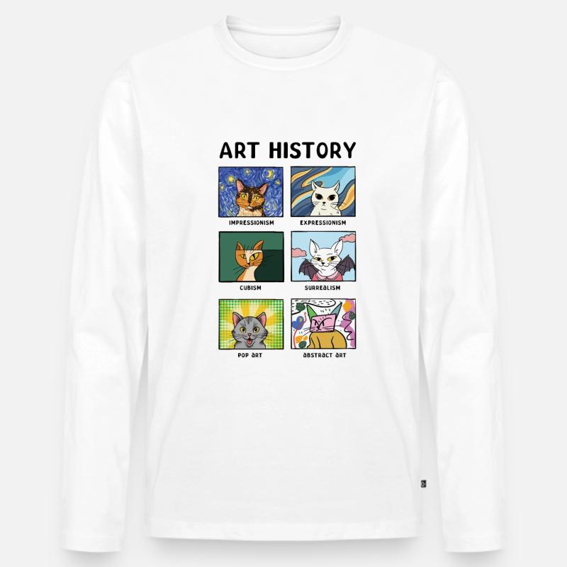Kunstgeschichte Katzen Bildende Kunst Katze - Männer Premium Bio Langarmshirt - Weiß