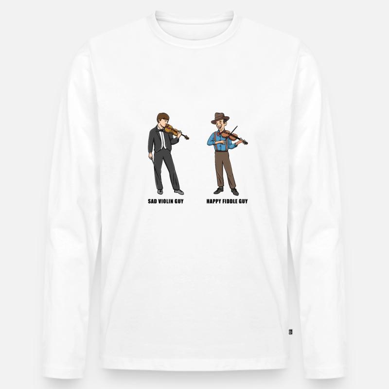 Witziges Bluegrass-Musiker-Design - Männer Premium Bio Langarmshirt - Weiß