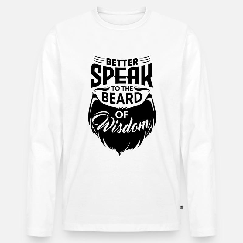 Bärtiger Kerl Gesichtsbehaarung Schnurrbart Bart - Männer Premium Bio Langarmshirt - Weiß