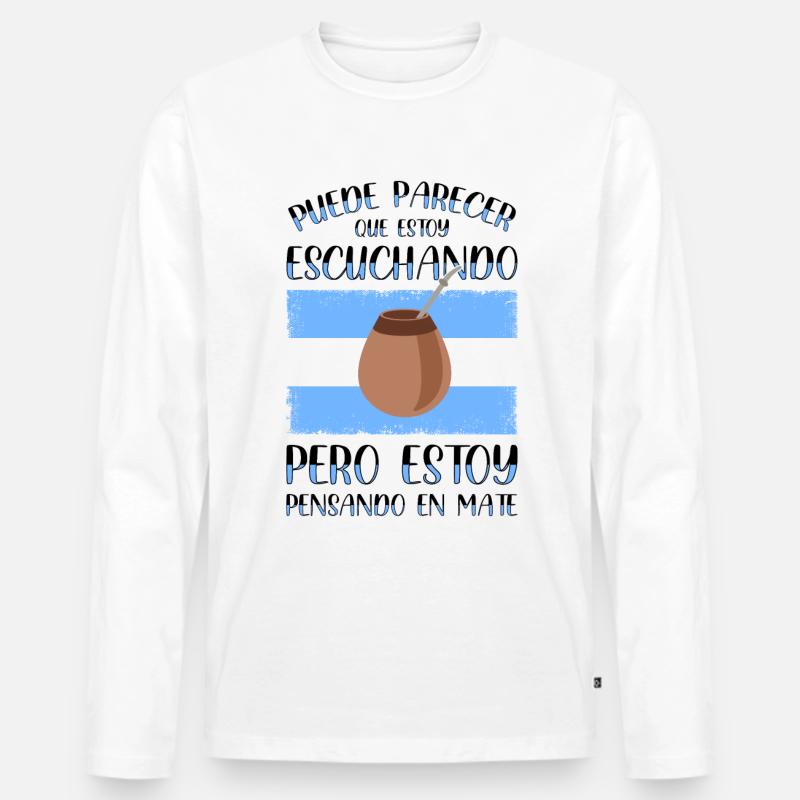 Argentinien-Flagge Argentinischer Yerba Mate Tee - Männer Premium Bio Langarmshirt - Weiß