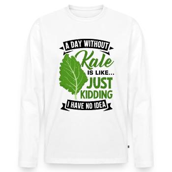 Grünkohl Vegetarier Veganismus - Männer Premium Bio Langarmshirt - Weiß - Vorne - Nico (187cm)