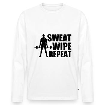 Guide d’étiquette et d’hygiène au gymnase - T-shirt manches longues Premium bio Homme - blanc - Devant - Nico (187cm)