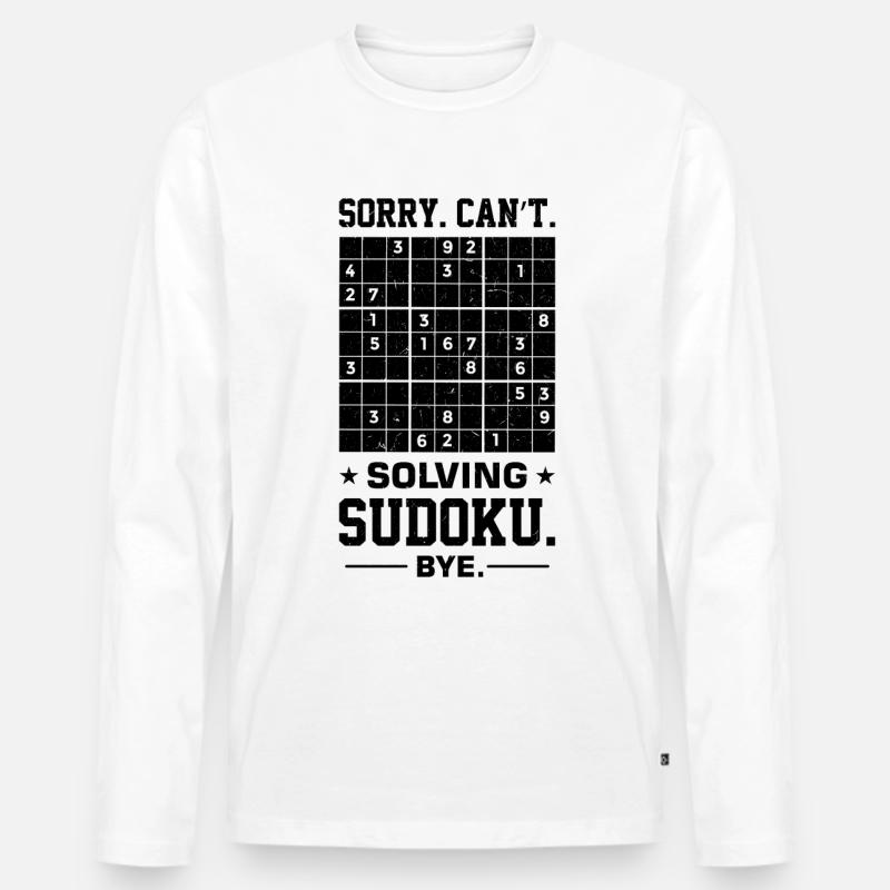 Witziger Sudoku Spruch - Männer Premium Bio Langarmshirt - Weiß