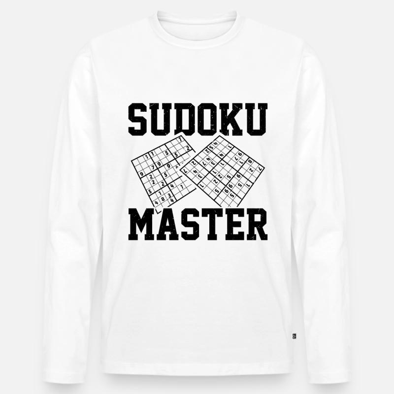 Witziger Sudoku Spruch - Männer Premium Bio Langarmshirt - Weiß