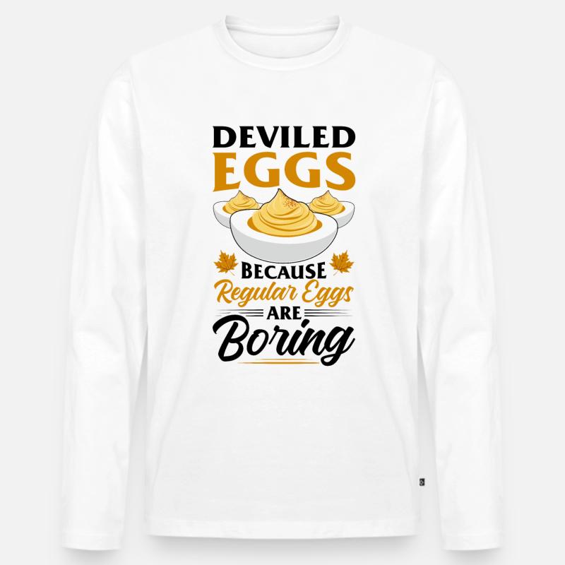 Teufelsei Spruch - Männer Premium Bio Langarmshirt - Weiß