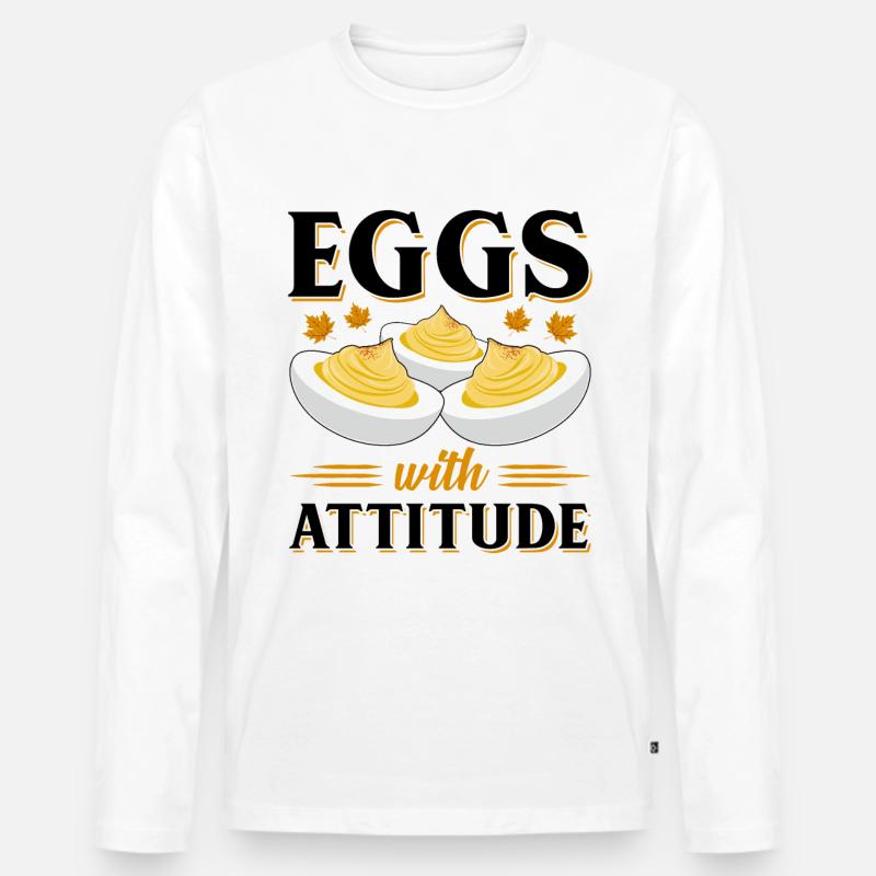 Teufelsei Spruch - Männer Premium Bio Langarmshirt - Weiß
