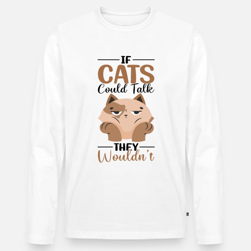 Witziger Katzen Spruch - Männer Premium Bio Langarmshirt - Weiß