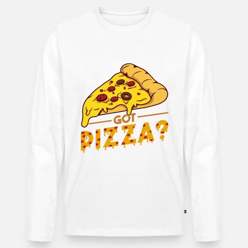 Witziger Pizza Spruch - Männer Premium Bio Langarmshirt - Weiß