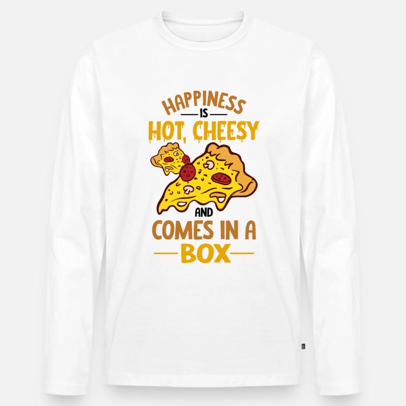 Witziger Pizza Spruch - Männer Premium Bio Langarmshirt - Weiß