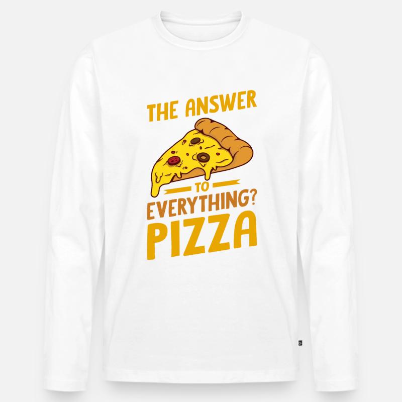 Witziger Pizza Spruch - Männer Premium Bio Langarmshirt - Weiß