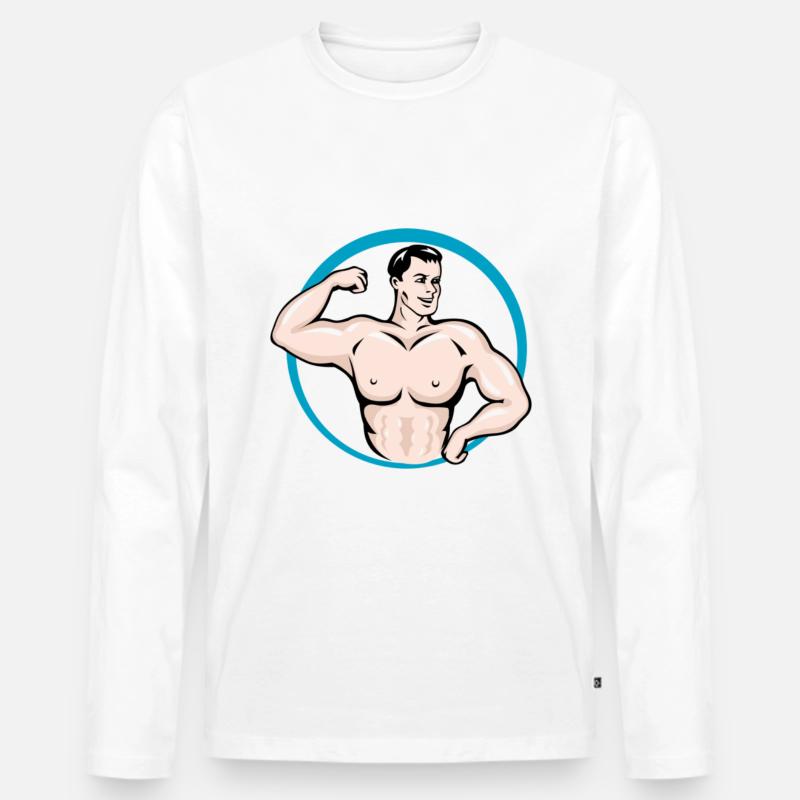 Bodybuilder - Männer Premium Bio Langarmshirt - Weiß